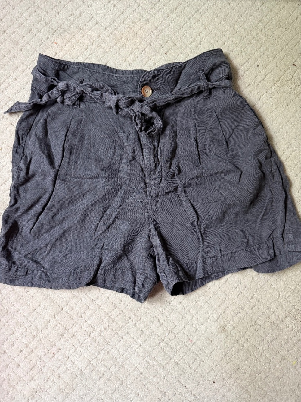 Faherty Women’s Small Paperbag Waist Shorts Gray Coastal Boho Casual